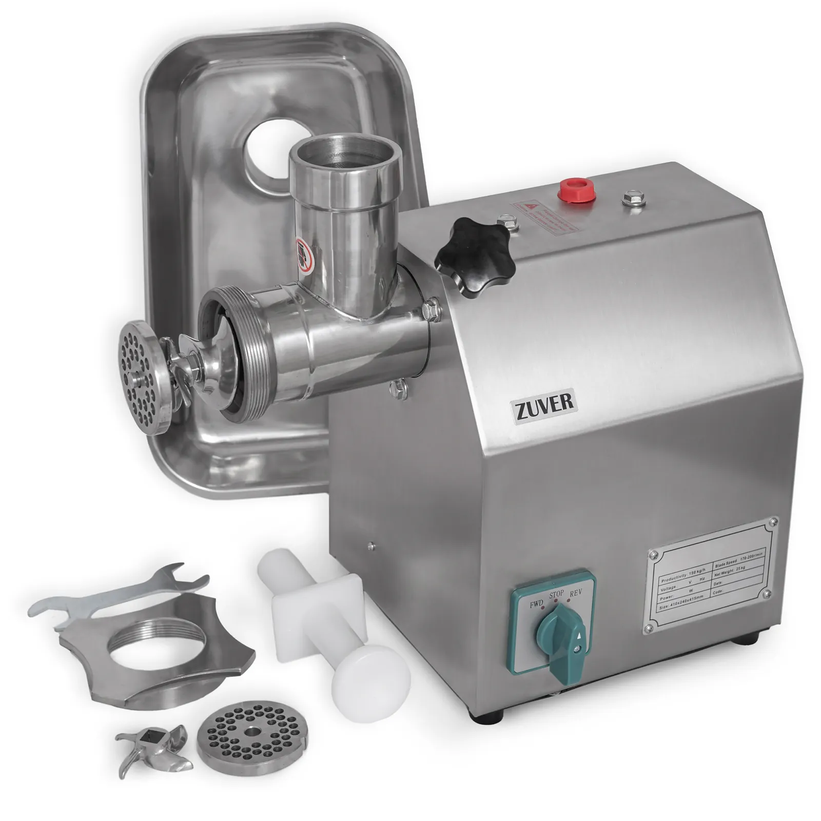 М'ясорубка професійна ZUVER Grinder LUX 850W Reverse мотор мідний горловина з нержавіючої сталі