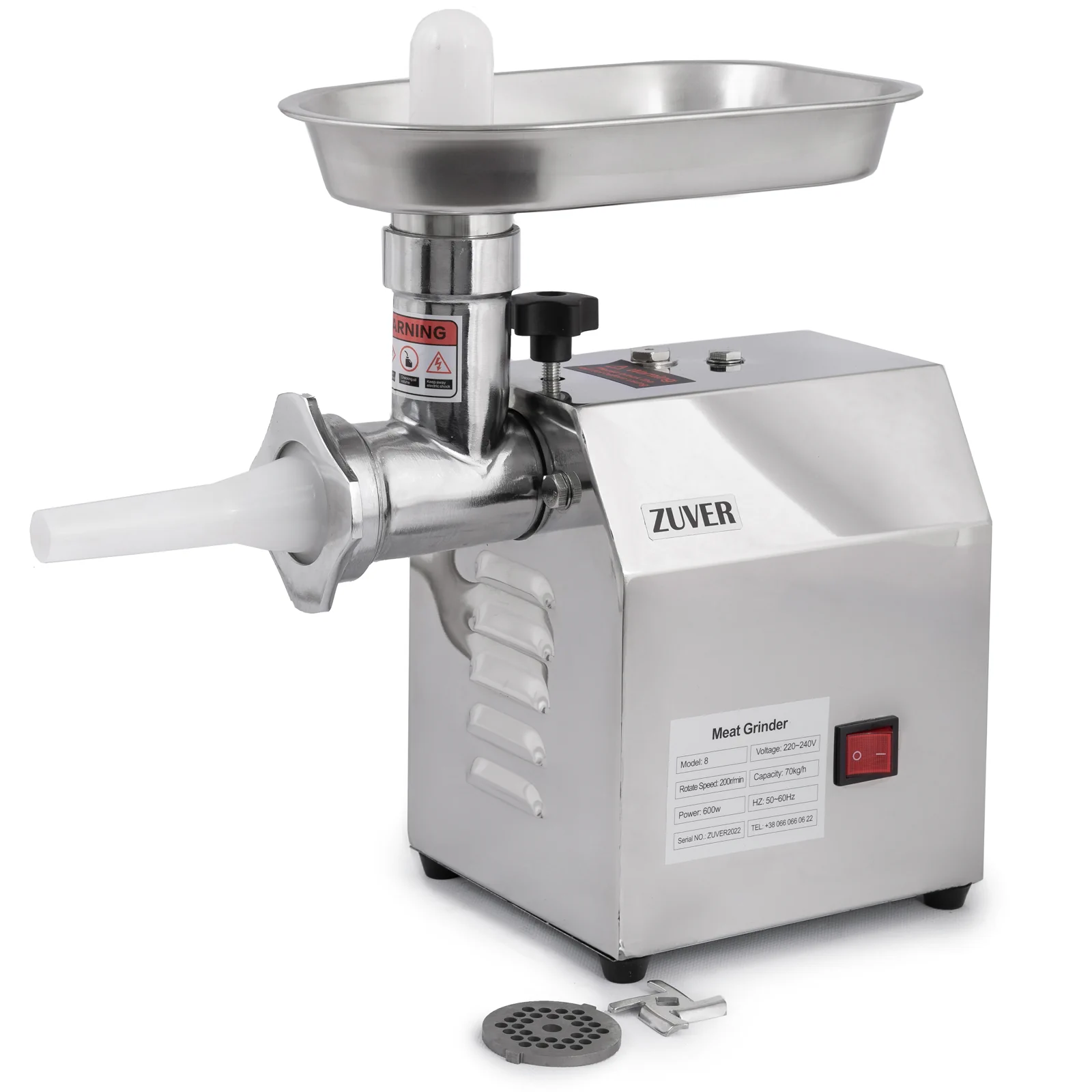 М'ясорубка професійна ZUVER Grinder Profi Budget 600W мотор алюміній горловина зі сталі
