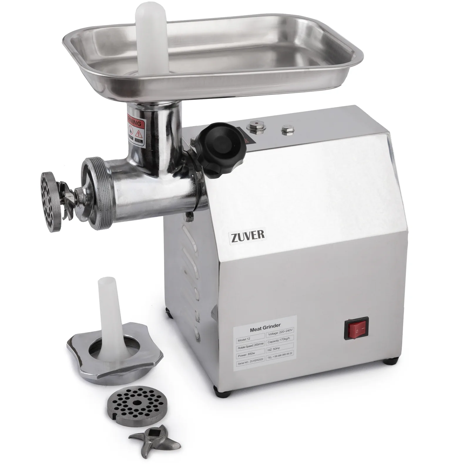 М'ясорубка професійна ZUVER Grinder Profi Budget 850W мотор алюміній горловина зі сталі