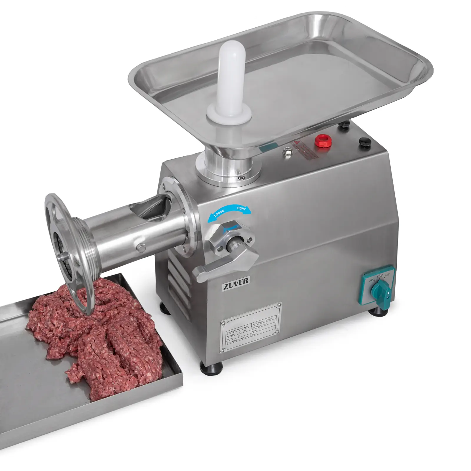 М'ясорубка промислова ZUVER Grinder LUX 1100W Reverse мотор мідний горловина з нержавіючої сталі