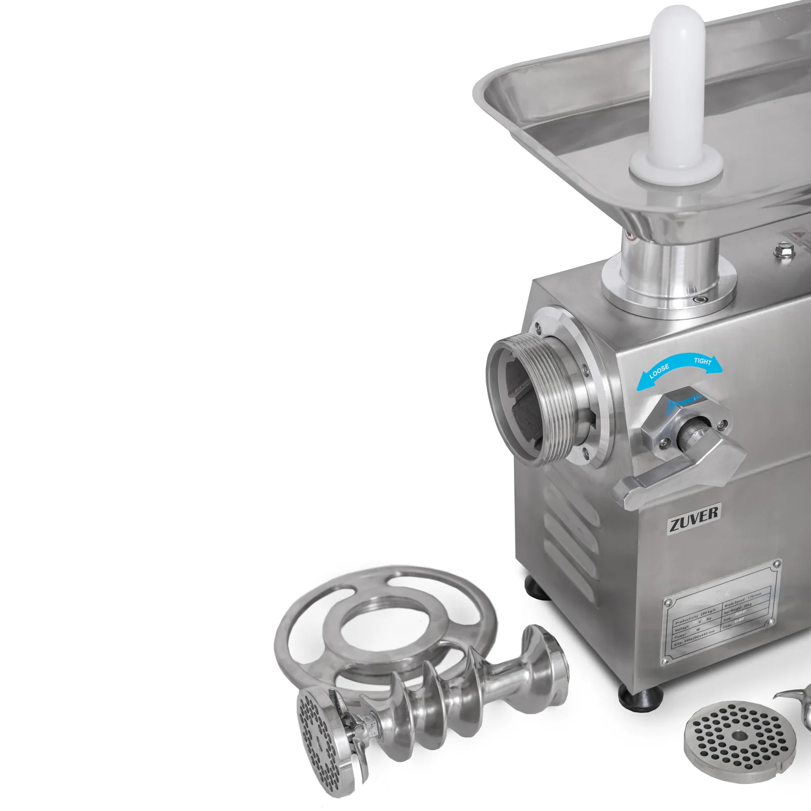 М'ясорубка промислова ZUVER Grinder LUX 1100W Reverse мотор мідний горловина з нержавіючої сталі