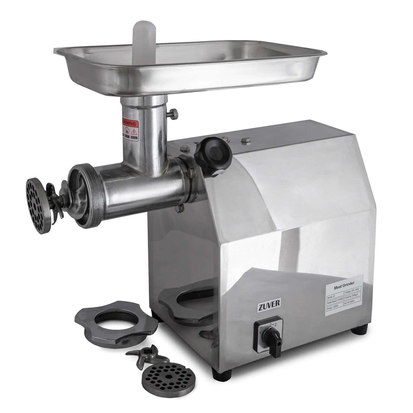 М'ясорубка промислова ZUVER Grinder Profi 1100W мотор алюміній горловина з сталі