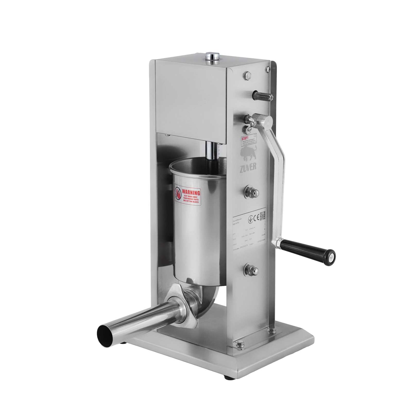 Шприц ковбасний ZUVER Stuffer Vertical 3 (SV-3) корпус нержавіюча сталь S/S201 (преміальна марка), міцні шестерні, 2 швидкості, 5 насадок, 2 уплотнительных кольца
