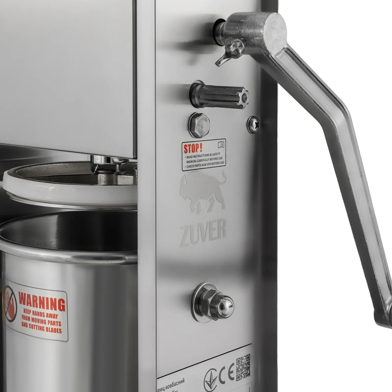 Шприц ковбасний ZUVER Stuffer Vertical 3 (SV-3) корпус нержавіюча сталь S/S201 (преміальна марка), міцні шестерні, 2 швидкості, 5 насадок, 2 уплотнительных кольца